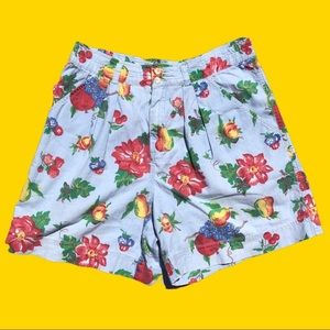 Vintage pleated denim shorts